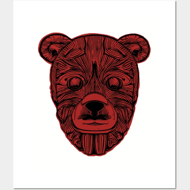 Add Some Spooky Flair to Your Wardrobe with a Black and Red Creepy Gothic Teddy Bear Tribal Tattoo Head Design Wall Art by pelagio